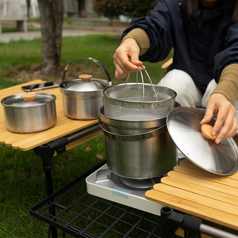 Outdoor Stainless Steel Pot Set for Camping, Picnic,Household