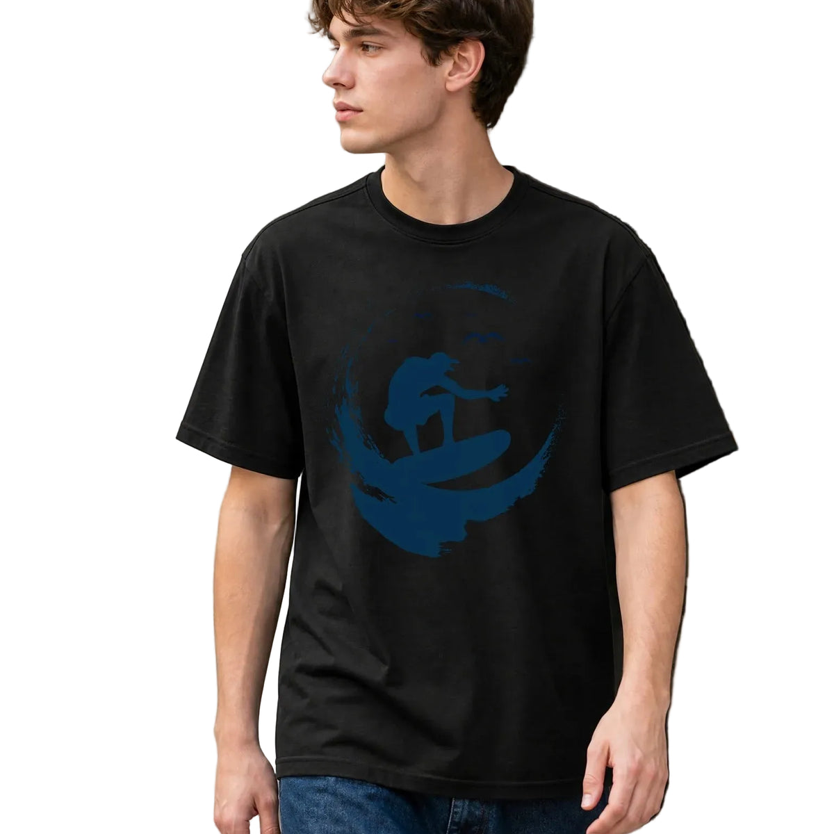 Men's Surf Print Loose Casual Beach Graphic T-Shirt