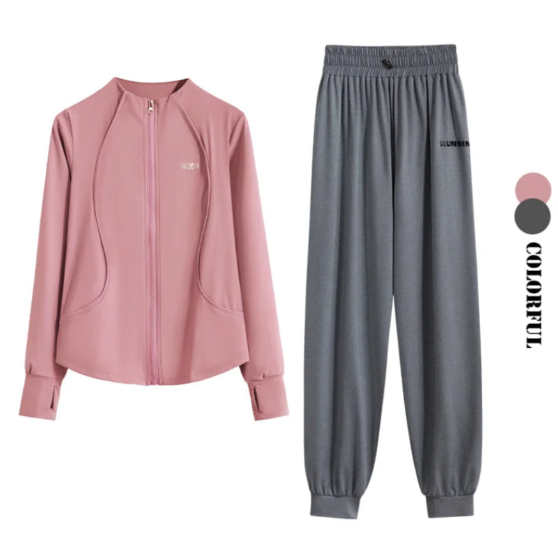 DRUR M-4XL Loose Fit Running Sets Women Quick Dry Sportswear Outfits 2 Piece Yoga Suit Gym Clothes Autumn Winter Tracksuit New 24 Hour Sport