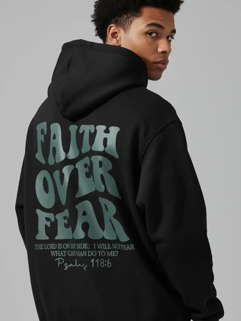 Men's Faith Over Fear Back-Print Pullover Hoodie