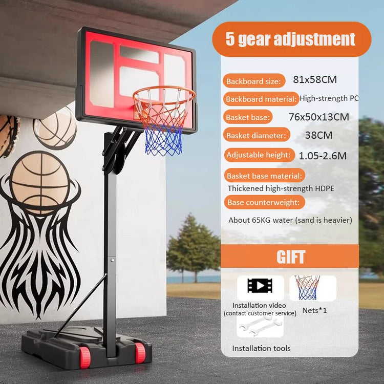 Adults Mobile Basketball Stand Kids Adjustable Basketball Hoop Indoor Outdoor Shooting Practice Basketballs Training Equipment24 Hour Sport