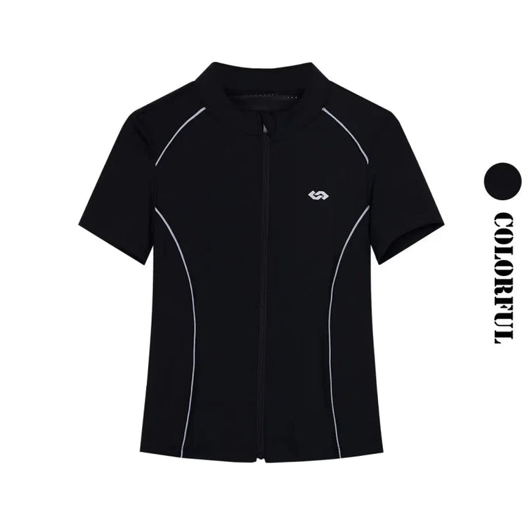 DRUR Breathable Gym Clothes for Women 2 Piece Summer Workout Sets Full Zip Sports Tops with Elastic Waist Shorts Active Wear New 24 Hour Sport
