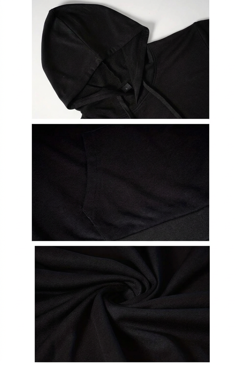 Black hoodie detail collage without captions