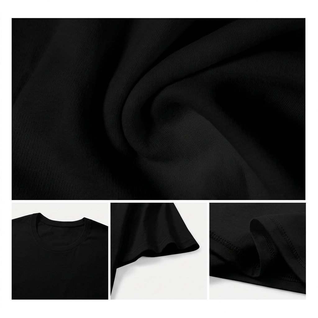 Black T-shirt detail collage without promotional captions