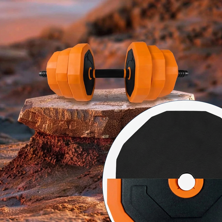 Orange and black dumbbell detail