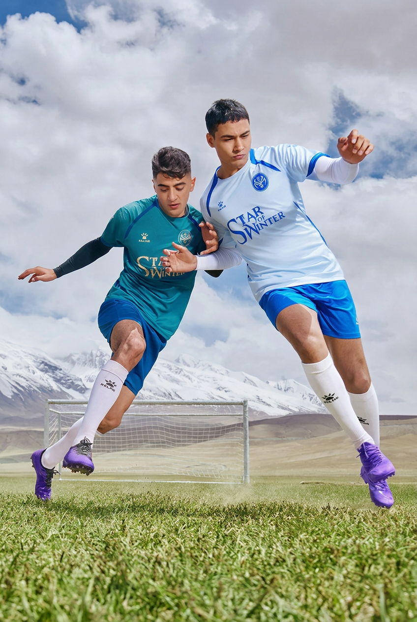 Soccer players training with cleaned background advertising